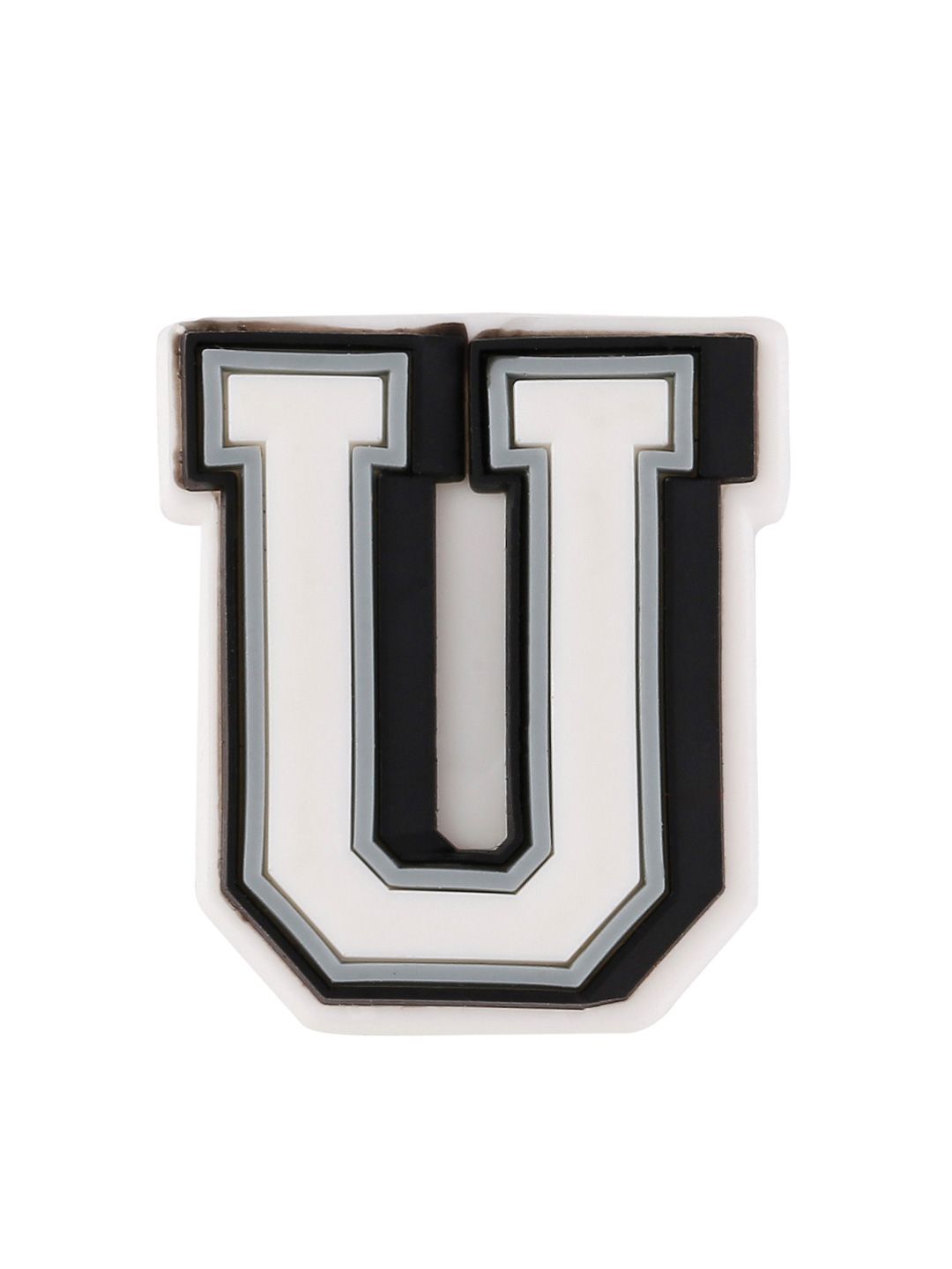Crocs Unisex White & Black Letter U Jibbitz Shoe Charm