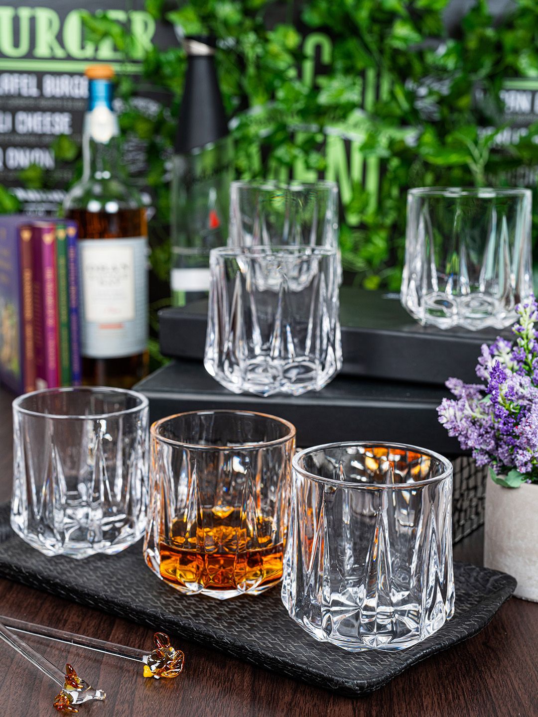 Buy GOODHOMES Set Of 6 Transparent Solid Glass Whisky Tumblers -  - Home for Unisex