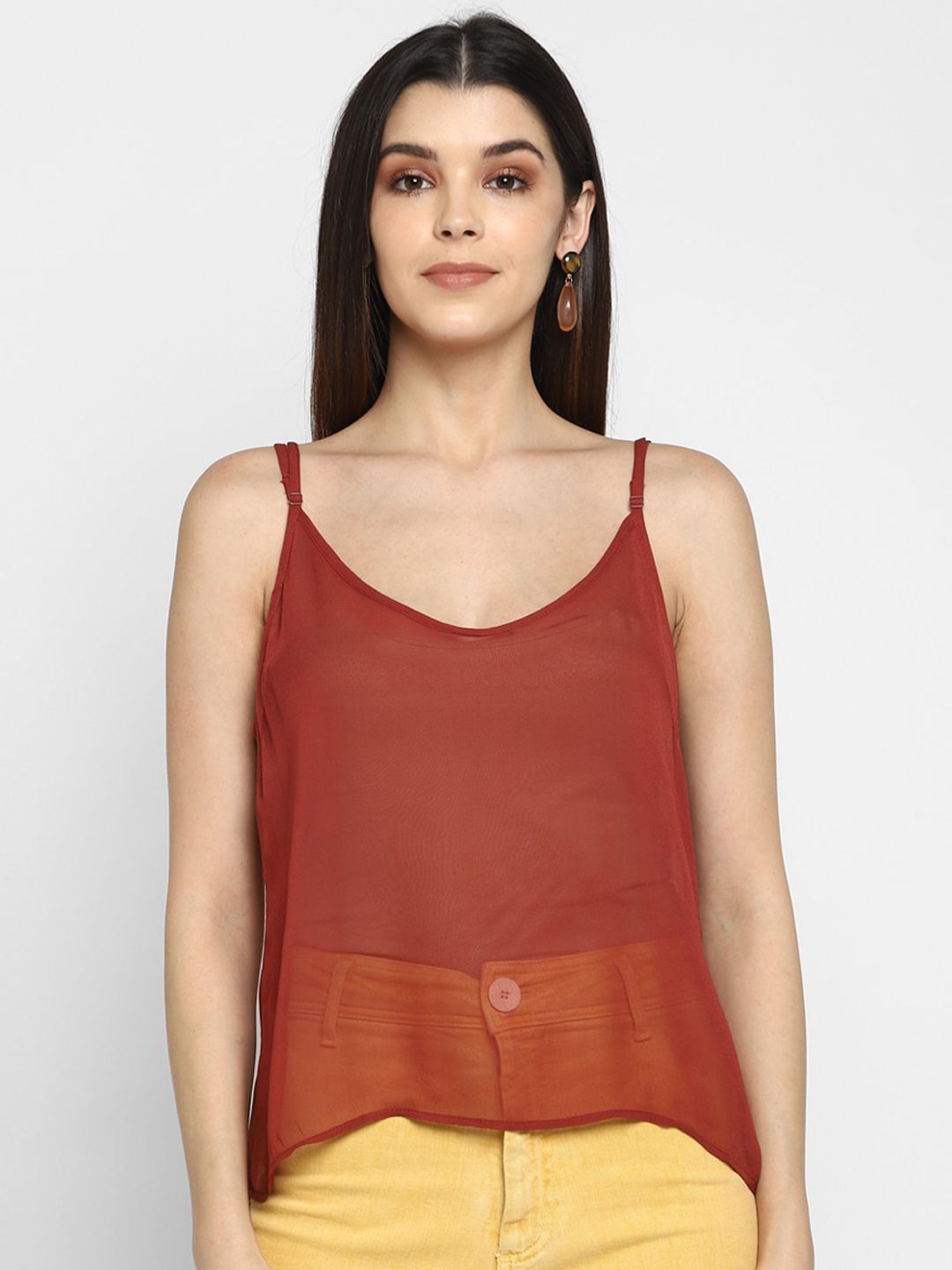 Aditi Wasan Women Maroon Solid Top