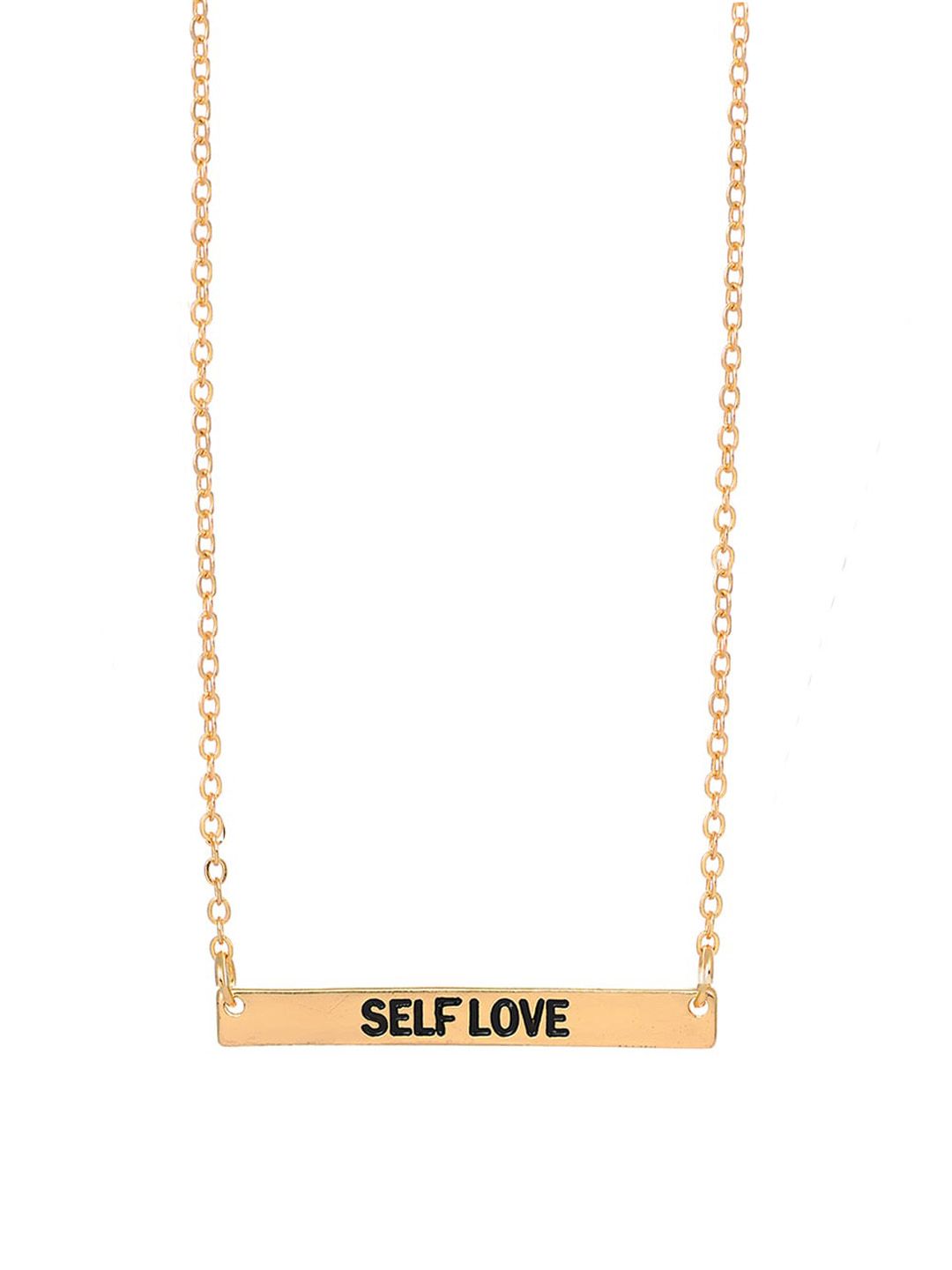 AQUASTREET Gold-Plated Quote Embossed Pendant With Chain