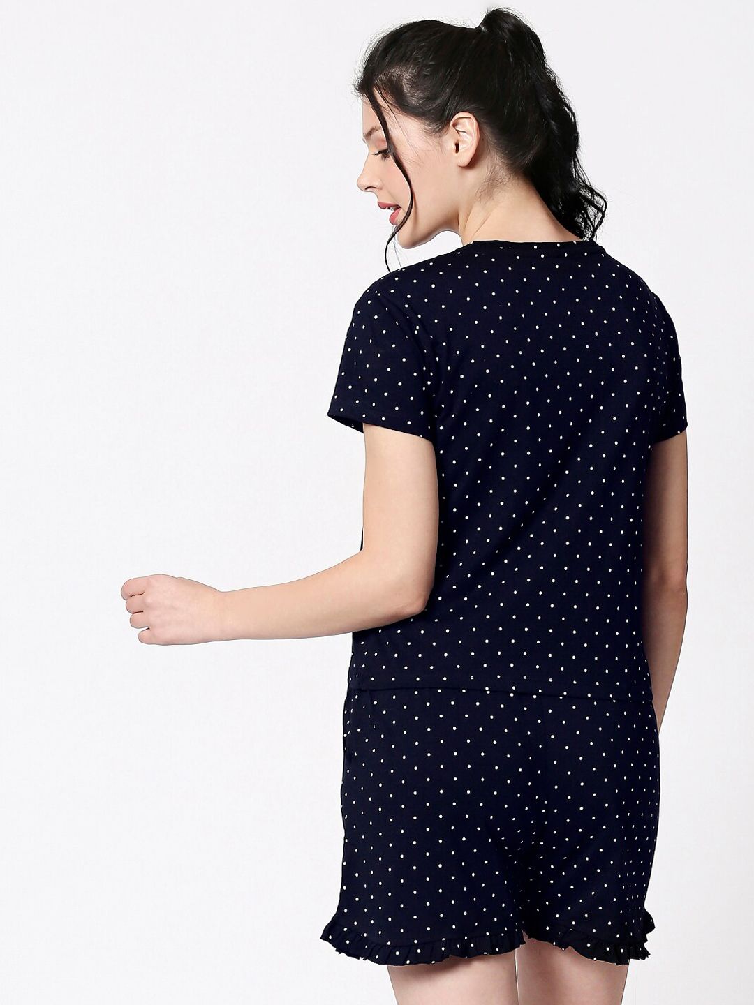 Women Navy Blue & White Printed Night suit 4