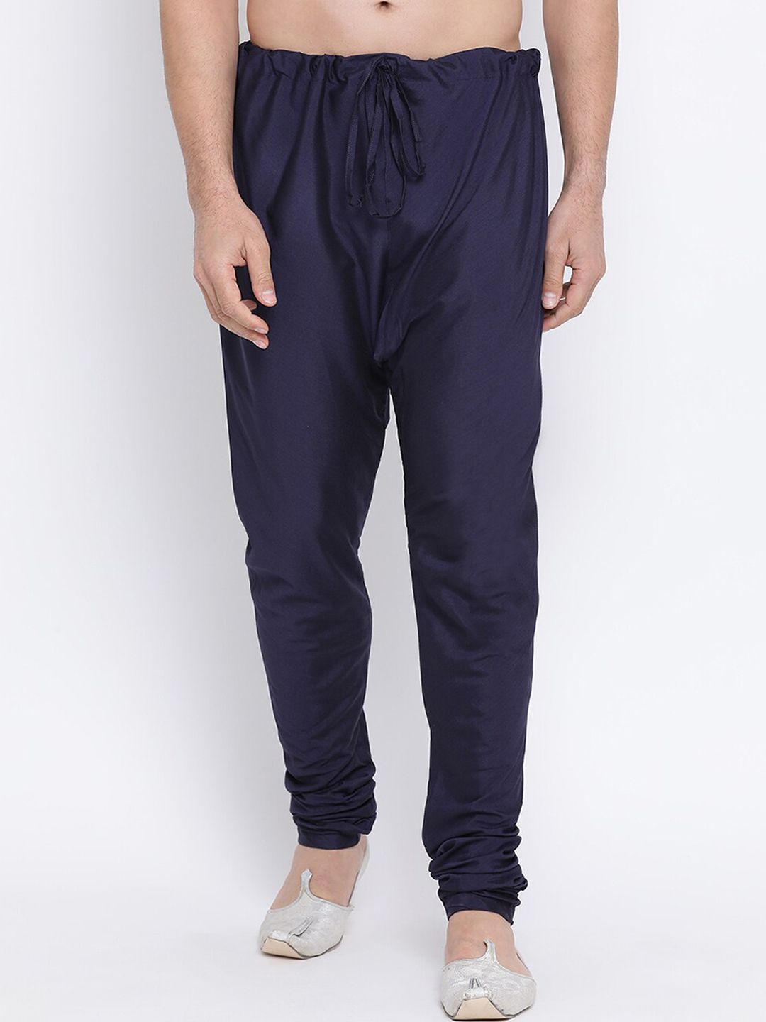 NAMASKAR Men Blue Solid Pure Silk Churidar