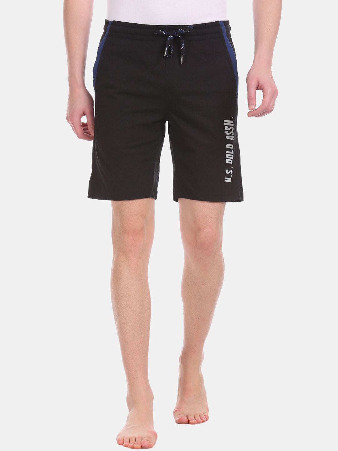 U.S. Polo Assn. Men Black Solid Lounge Shorts