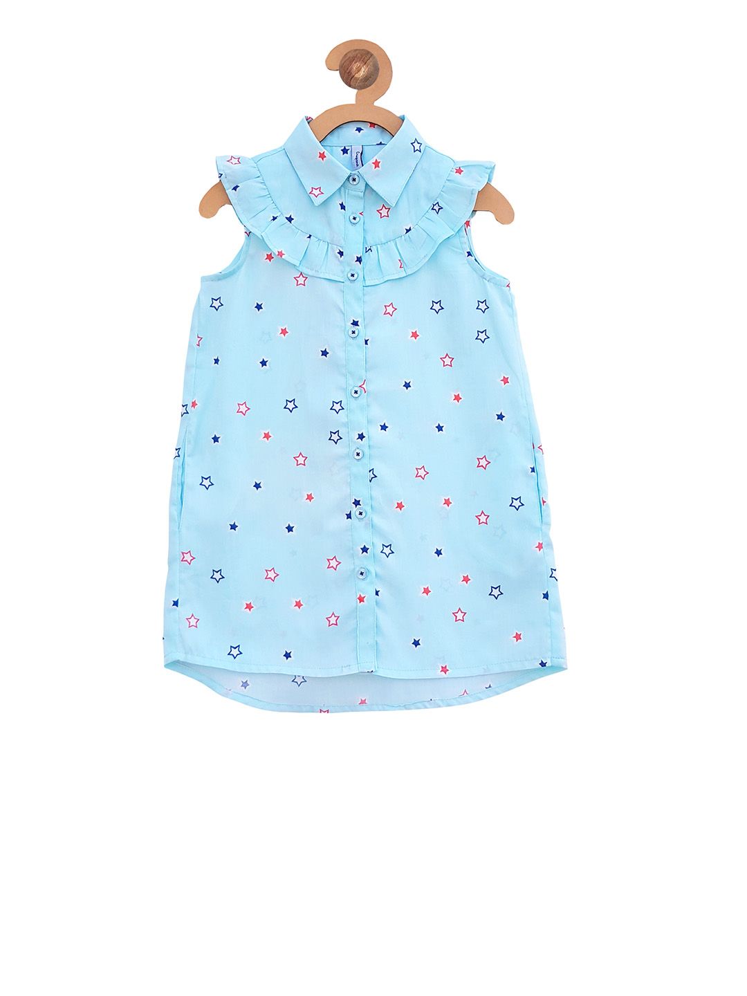 Campana Girls Blue Printed Shirt Dress