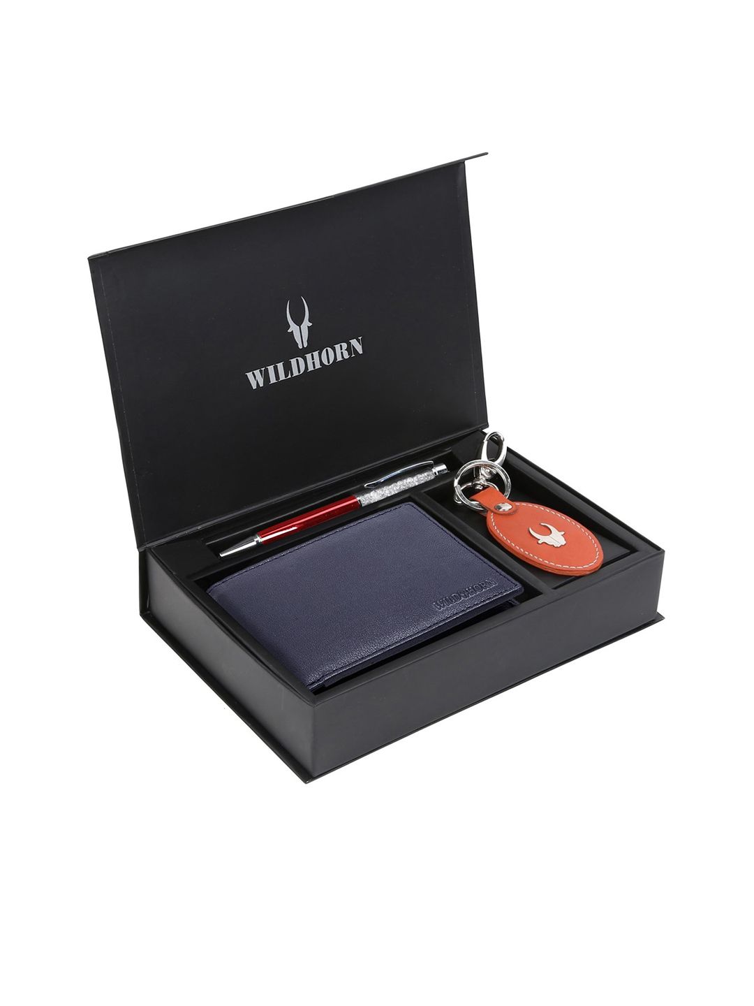 Buy WildHorn Men Blue & Red RFID Protected Genuine High Quality Leather Accessory Gift Set -  - Accessories for Men