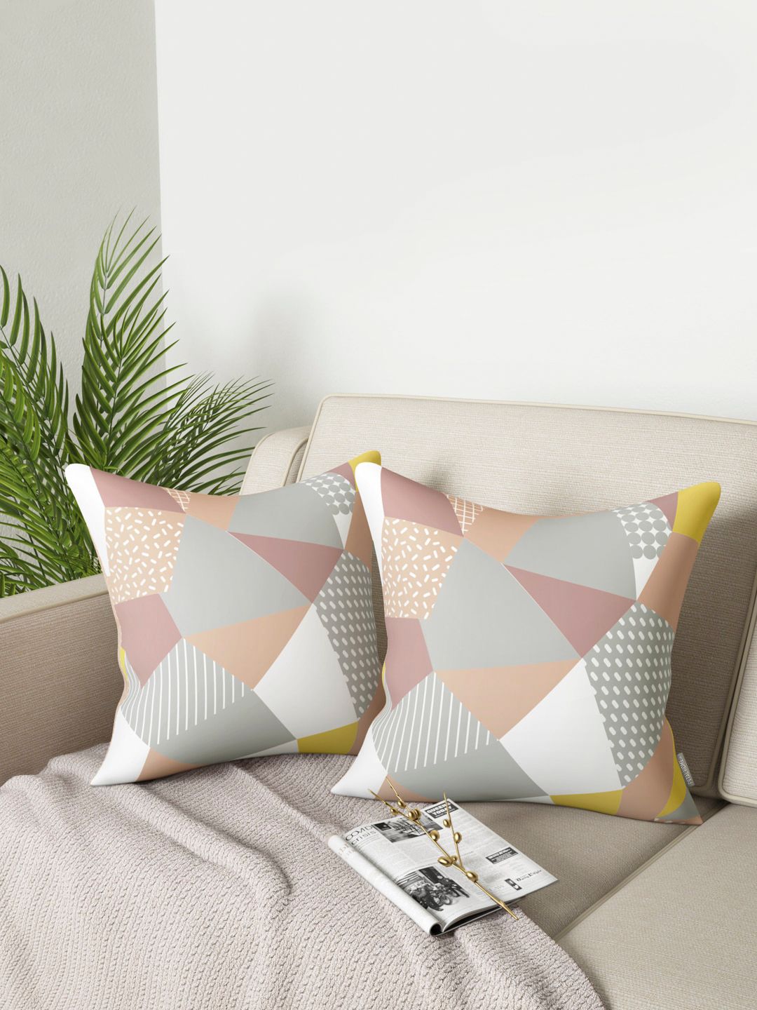 PETAL HOME Set Of 2 Multicoloured Abstract Square Cushion Covers