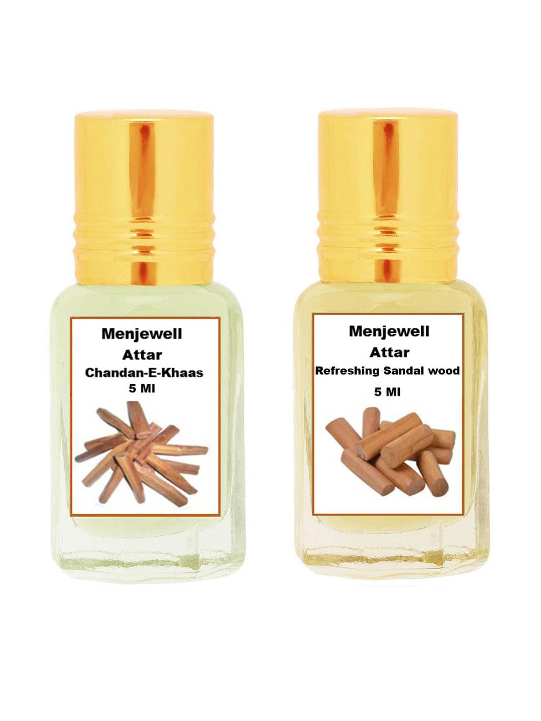 Menjewell Chandan-E-Khaas & Refreshing Sandalwood Attar Perfume Each 5ml