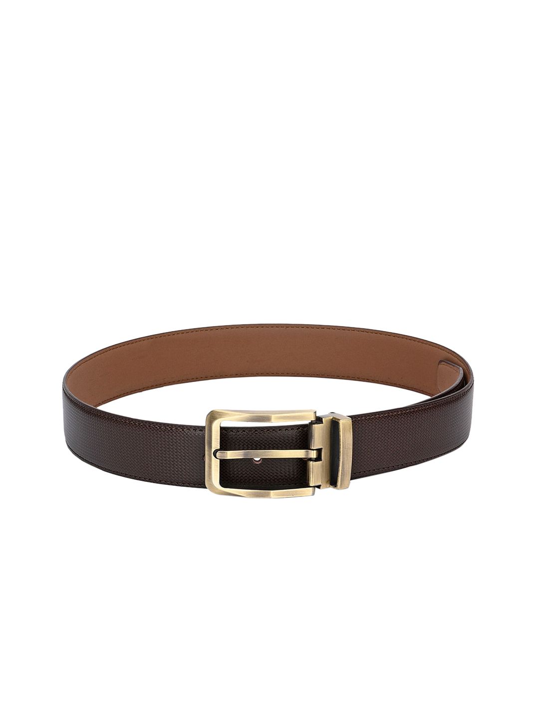Buy Calvadoss Men Brown & Silver Toned Textured Belt -  - Accessories for Men
