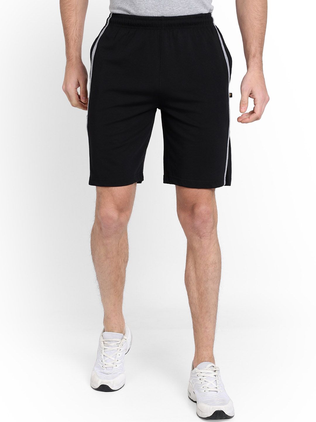 PROTEENS Men Black Solid Regular Fit Sports Shorts
