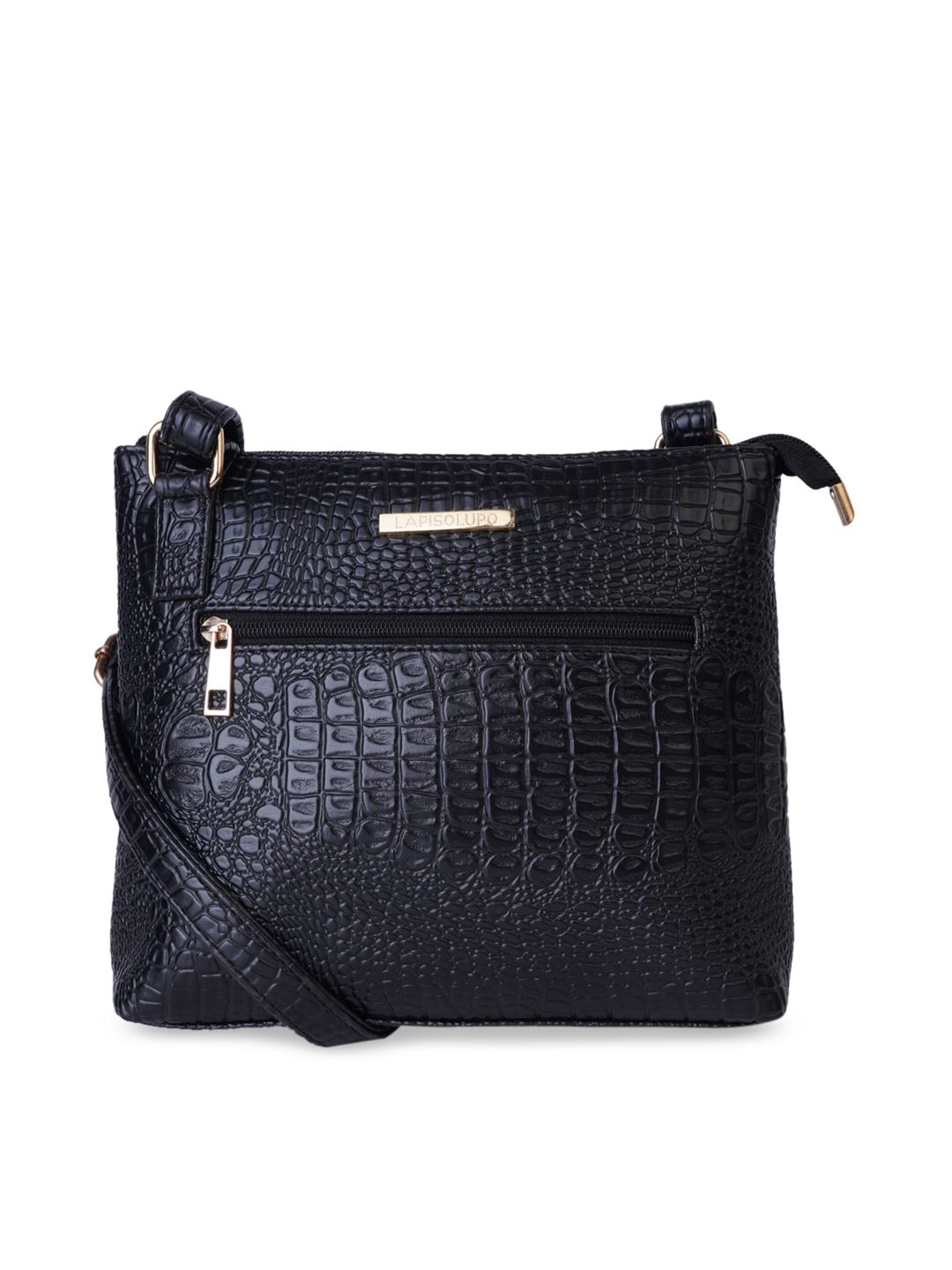 Lapis O Lupo Black Textured Sling Bag