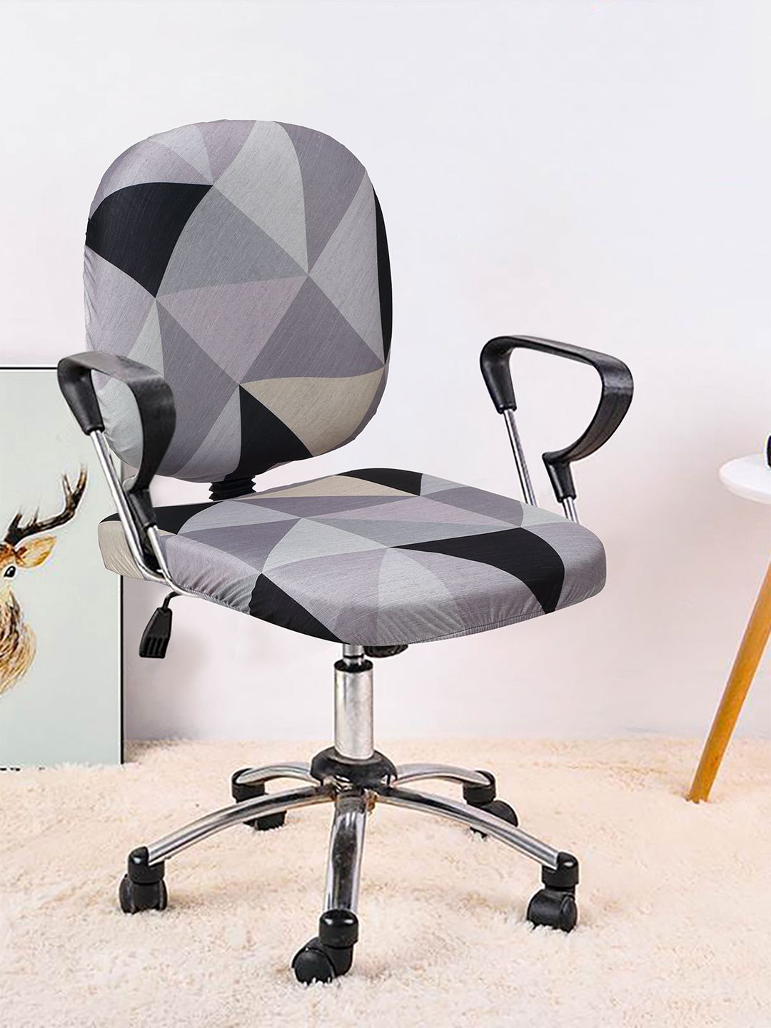 Cortina Multicolored Printed Stretchable Office Chair Cover - 2 Pcs