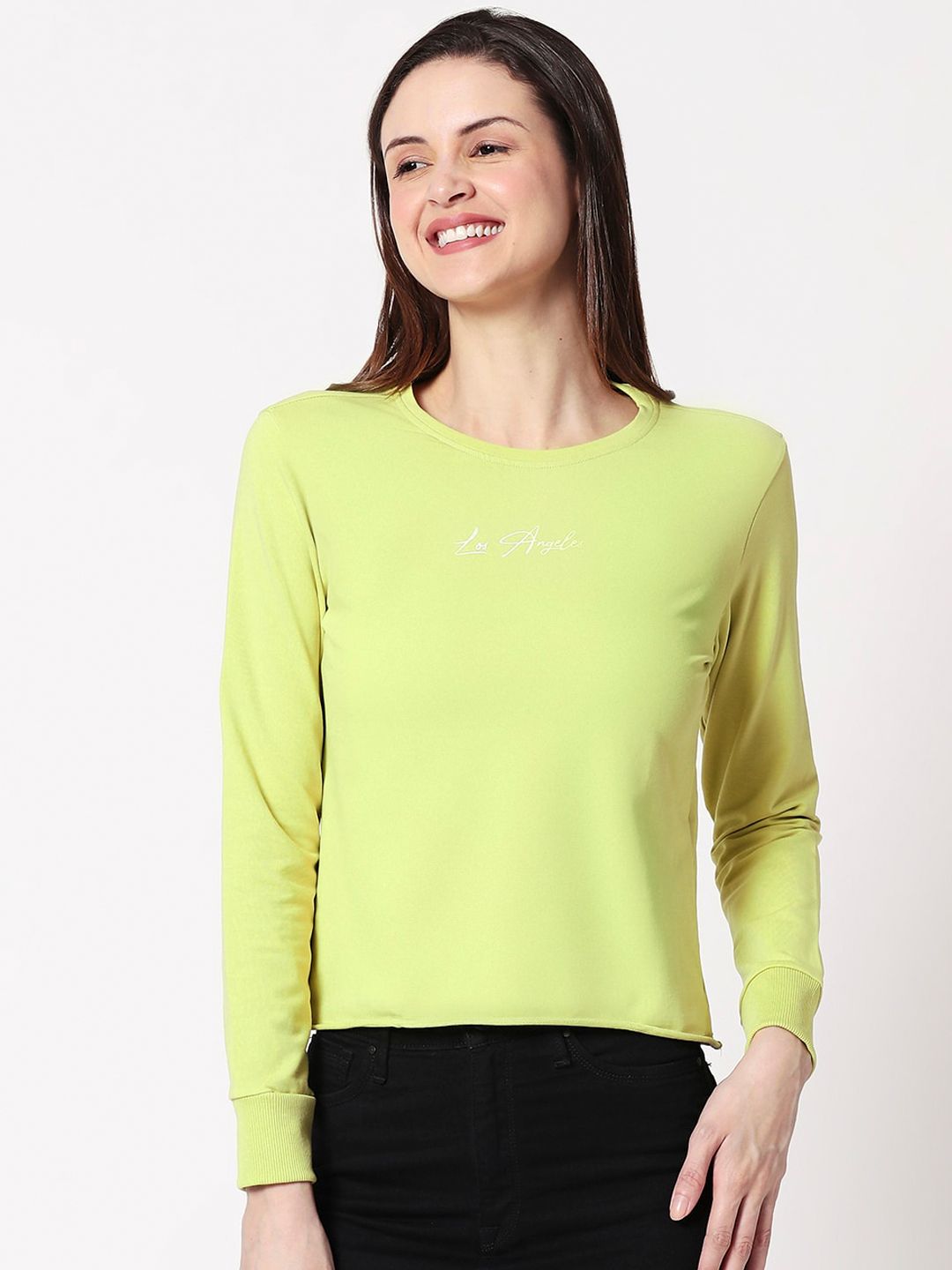Zeyo Women Lime Yellow Solid Top