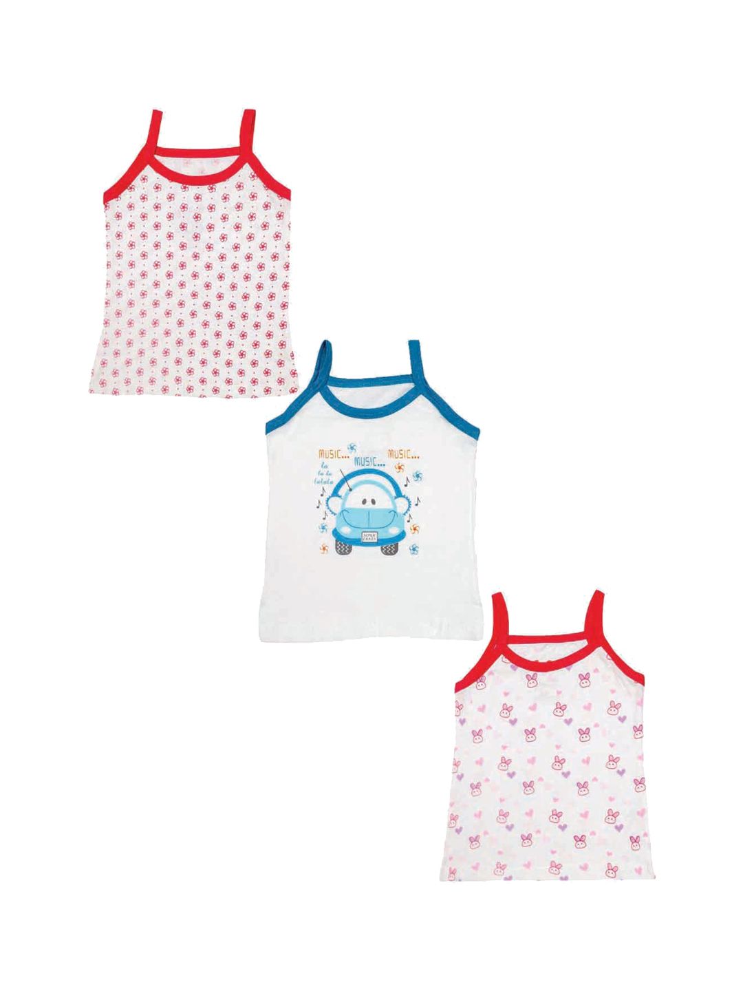 Zoom Minimondo Girls Pack of 3 Printed Vests