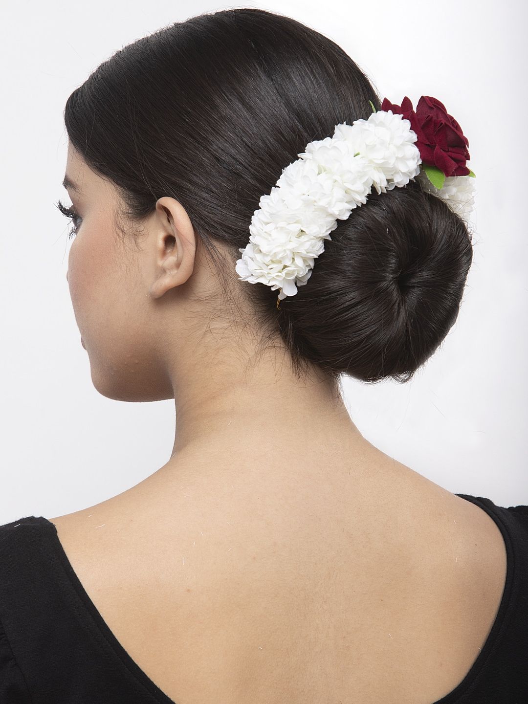 Moedbuille Red Floral Design White Beaded and Lace Handcrafted Hair Accessory