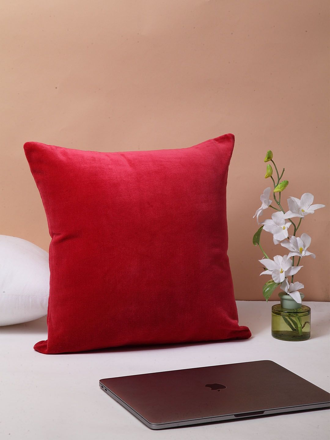 BLANC9 Red Single Solid Square Cushion Covers