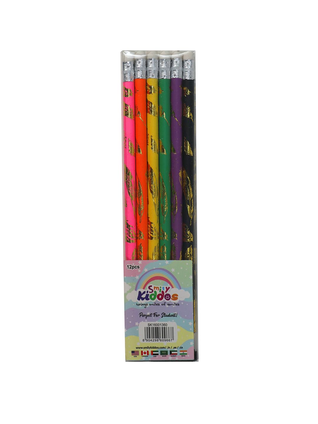 Smily Kiddos Kids Set of 12 Pink & Yellow HB Pencils