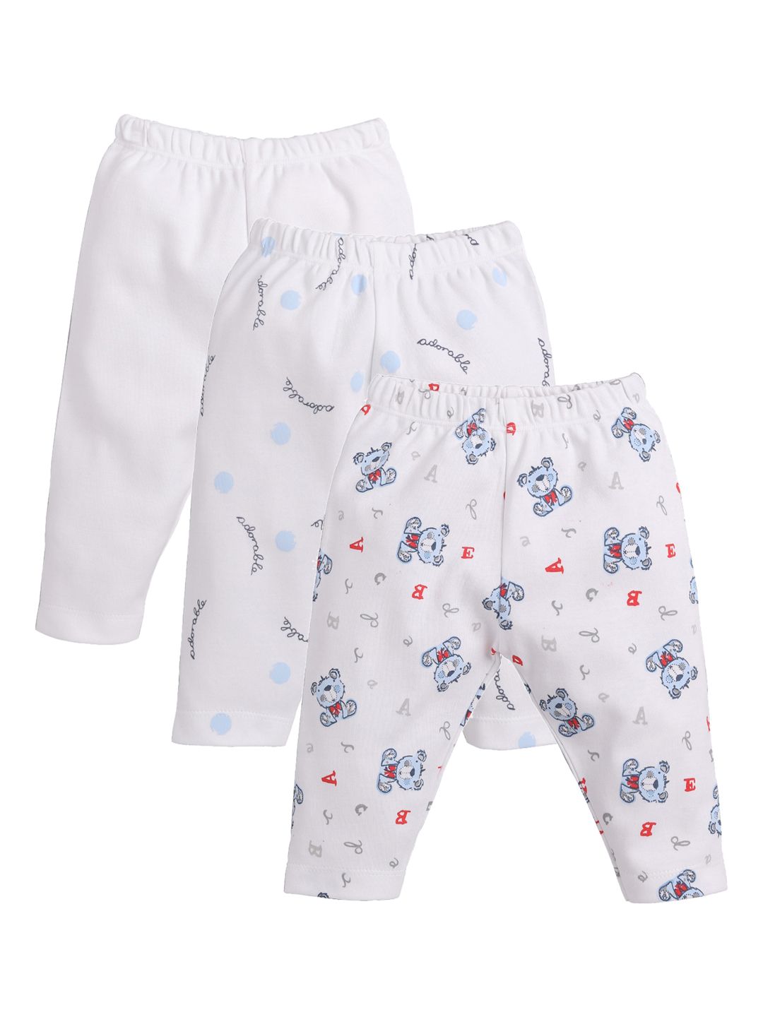 Buy BABY GO White Infant Kids Pack Of 3 Cotton Lounge Pants -  - Apparel for Unisex Kids