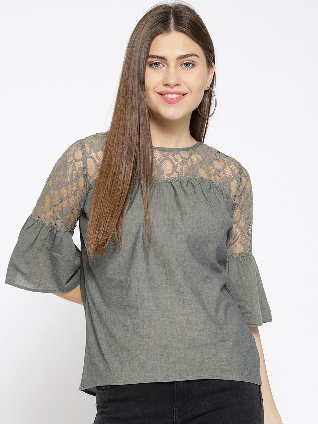 Xpose Women Grey Solid Regular Top