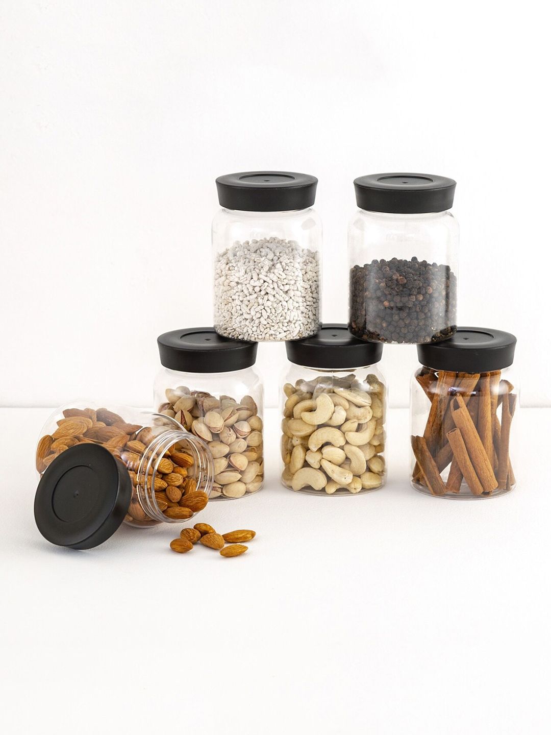 Home Centre Corsica Transparent Plastic Durable 6 Piece Clip-On Canister-900ml