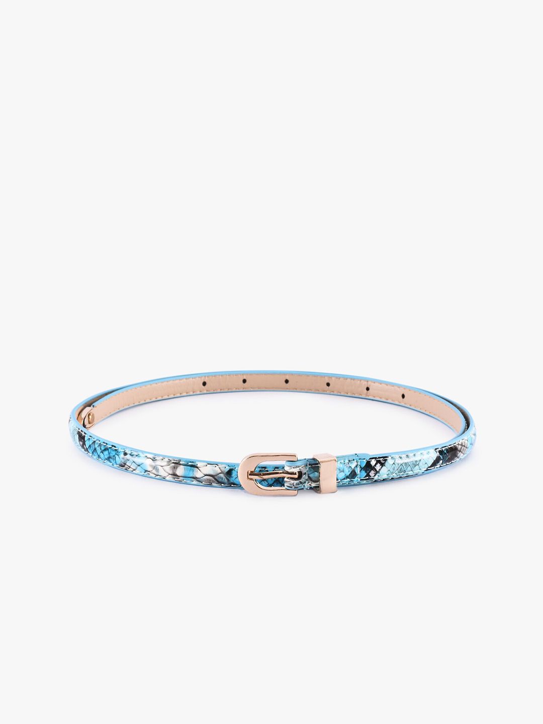 BuckleUp Women Turquoise Blue Printed Belt