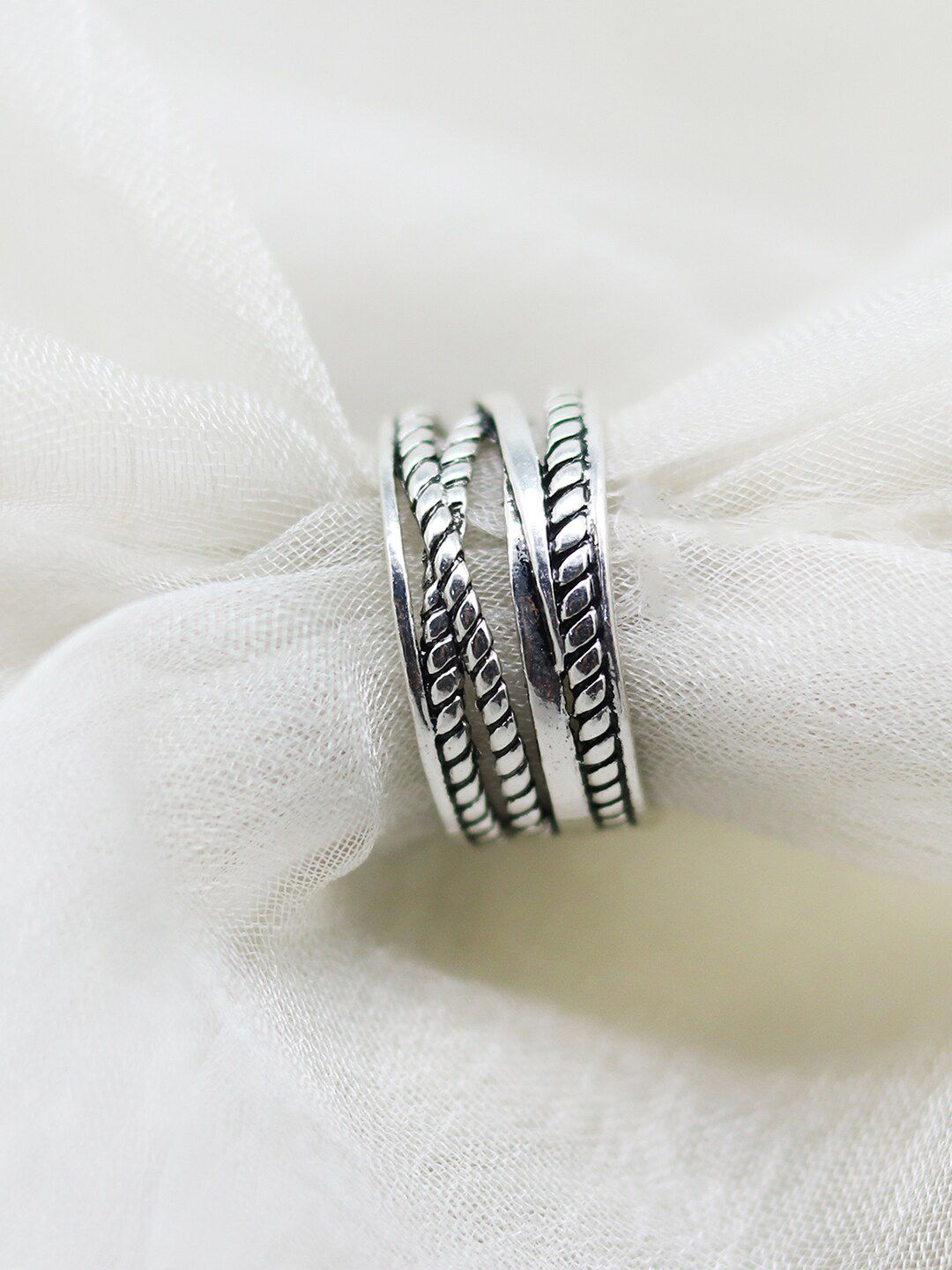 JOKER & WITCH Oxidised Silver-Plated Finger Ring