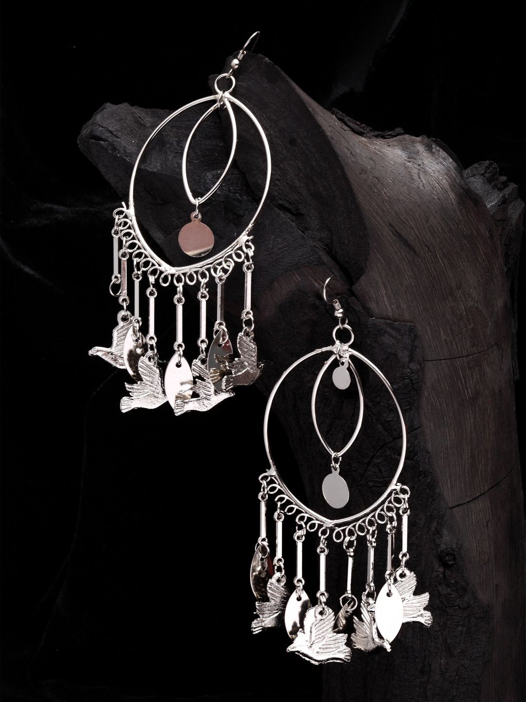 Moedbuille Silver-Plated Contemporary Drop Earrings