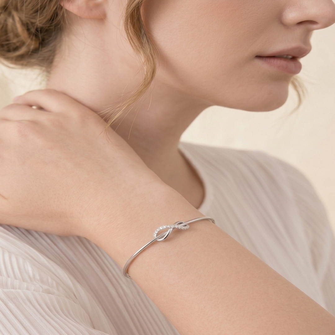 92Five Jewels Sterling Silver Zircon Bangle Bracelet