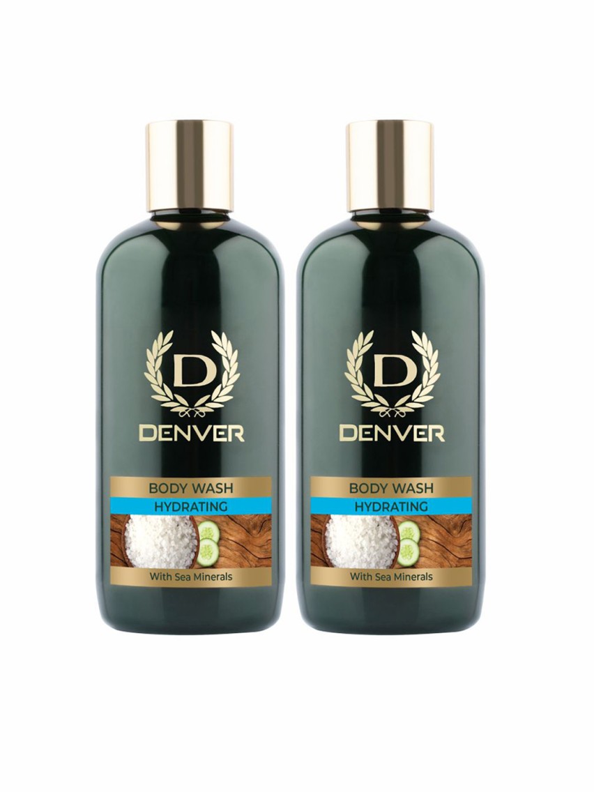 Denver Set of 2 Hydrating Body Wash with Sea Minerals + 1 White Loofah – 325 ml Each