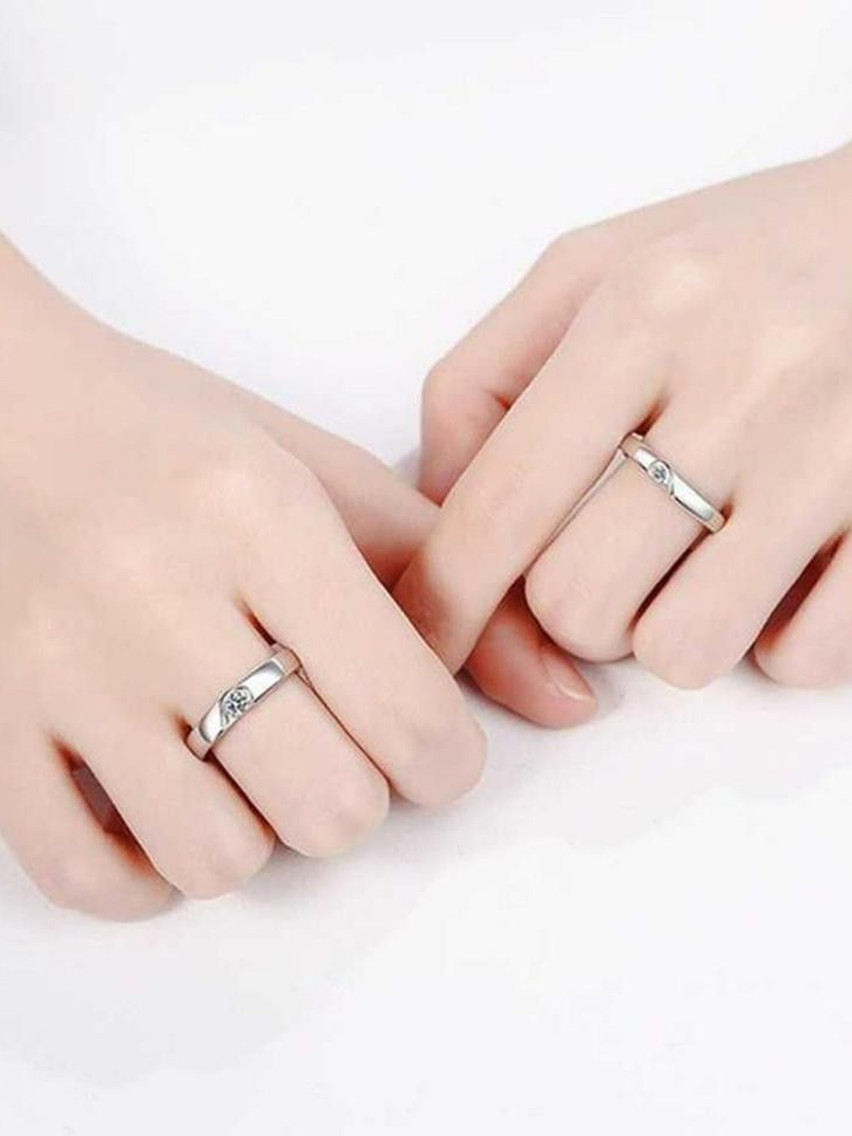 Ringzinnie Set Of 2 Stone-Studded Couple Adjustable Finger Ring