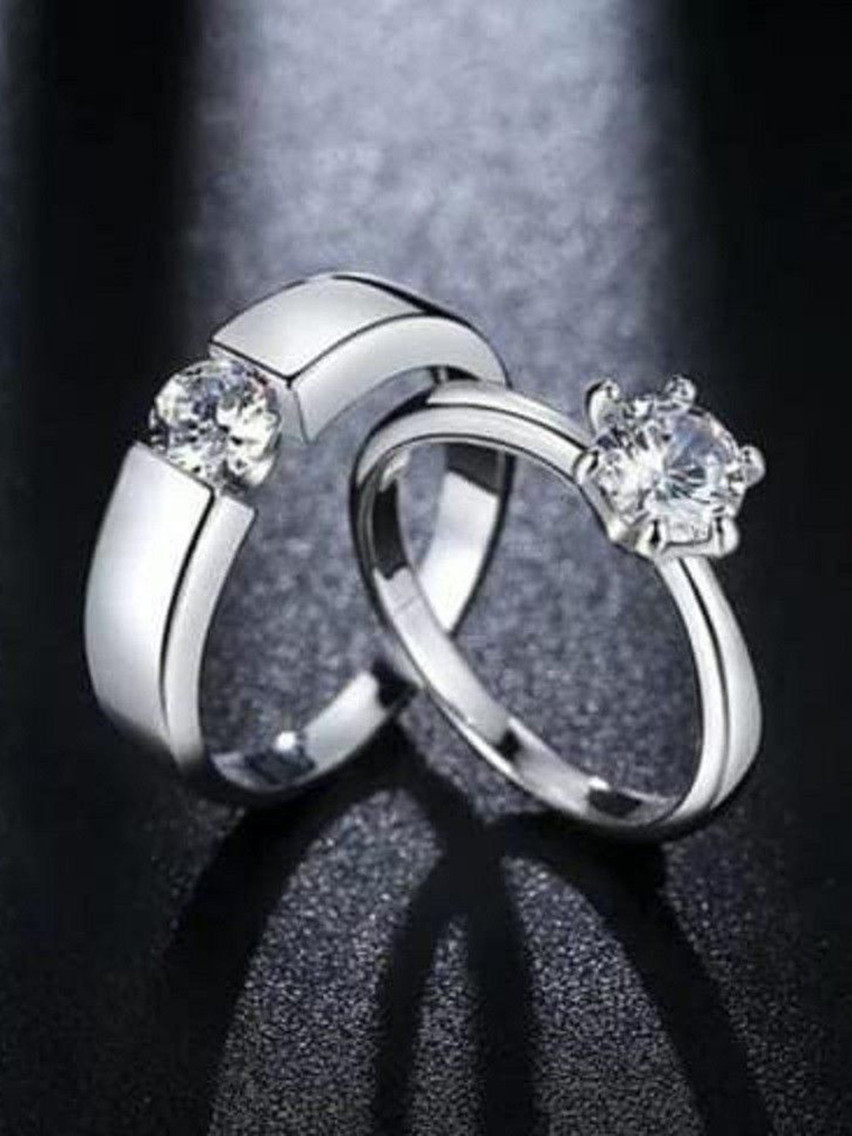 Ringzinnie Set Of 2 Stone-Studded Couple Adjustable Finger Ring