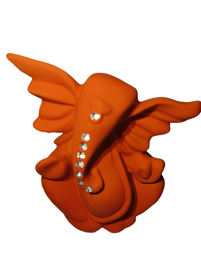 Rare Planet Orange & White Lord Ganesh Religious Idol Showpiece
