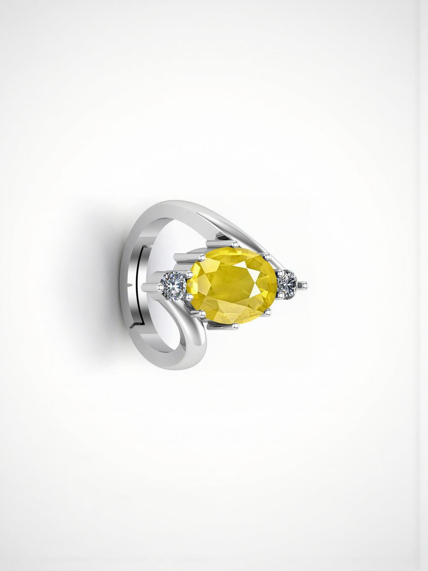 Sidharth Gems 7.25 Ratti 6.25 KT Yellow Sapphire Pukhraj GemStone Ring
