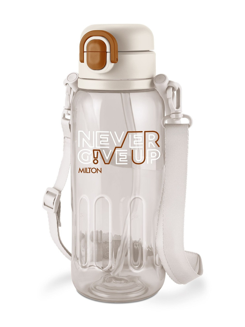 Milton - White & White Single Plastic Brand Logo Water Bottle