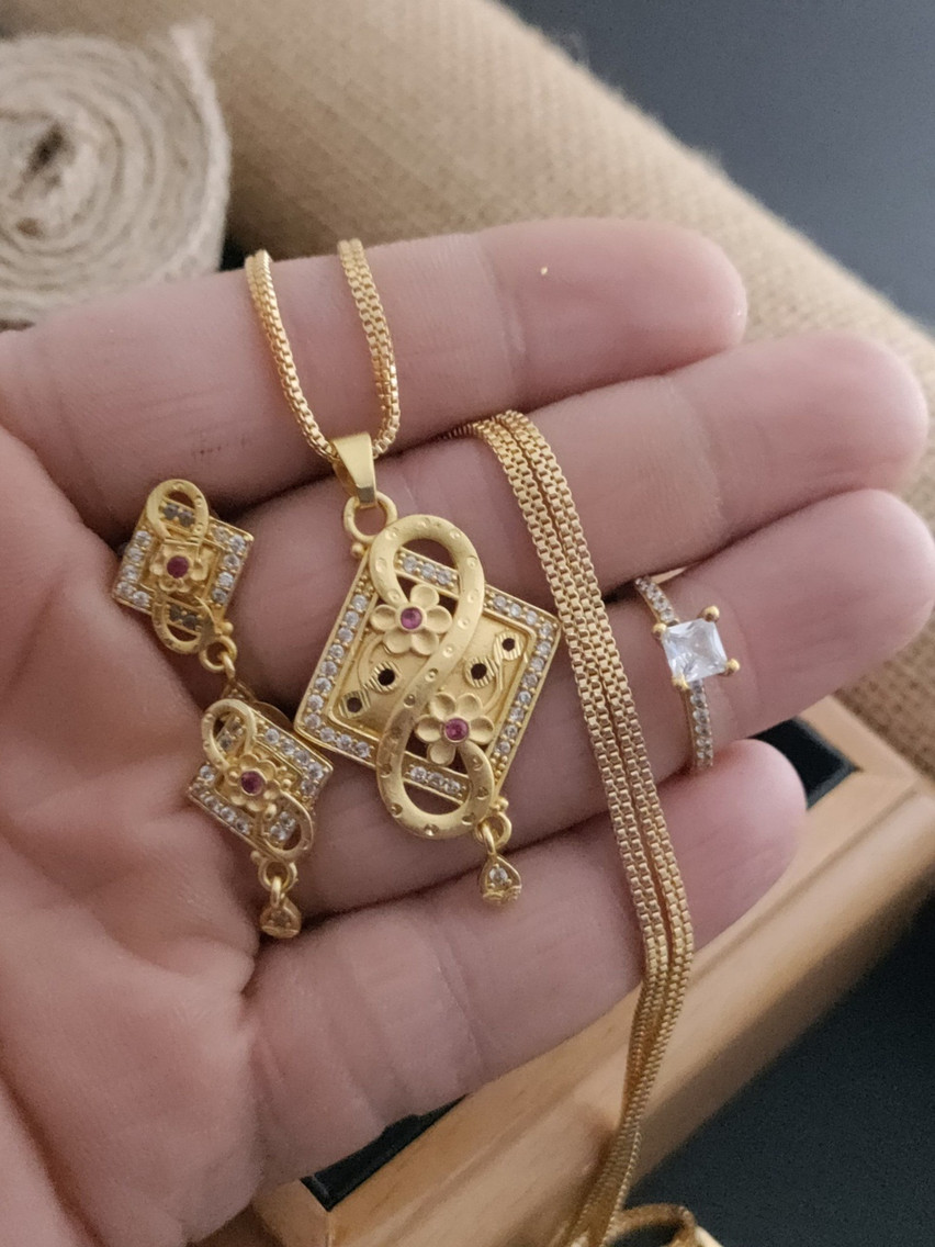 OM KRISHIV COLLECTION Women Gold-Plated Jewellery Set With Ring