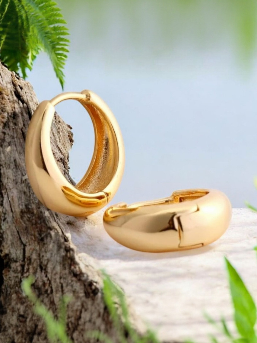 SHREE KRISHNA SHOPPING Unisex Gold-Plated Circular Shaped Hoop Earrings