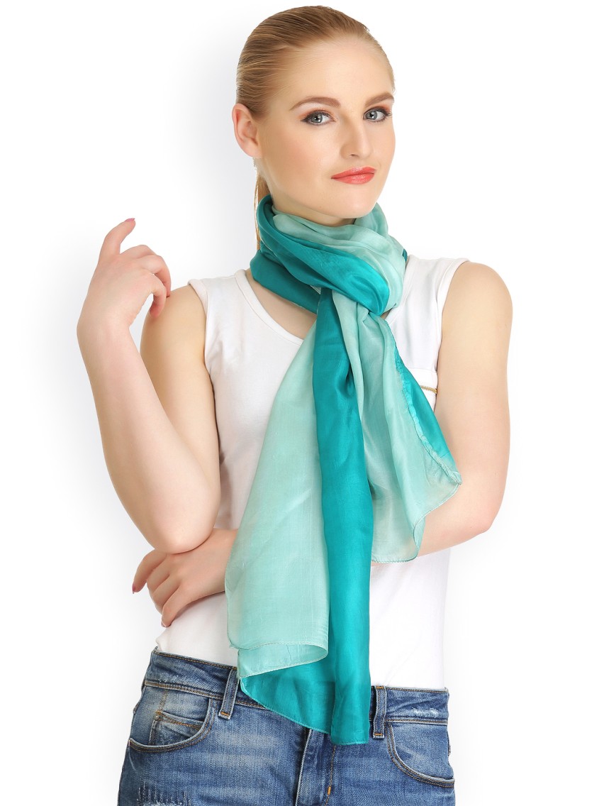 Women Green Ombre Silk Stole