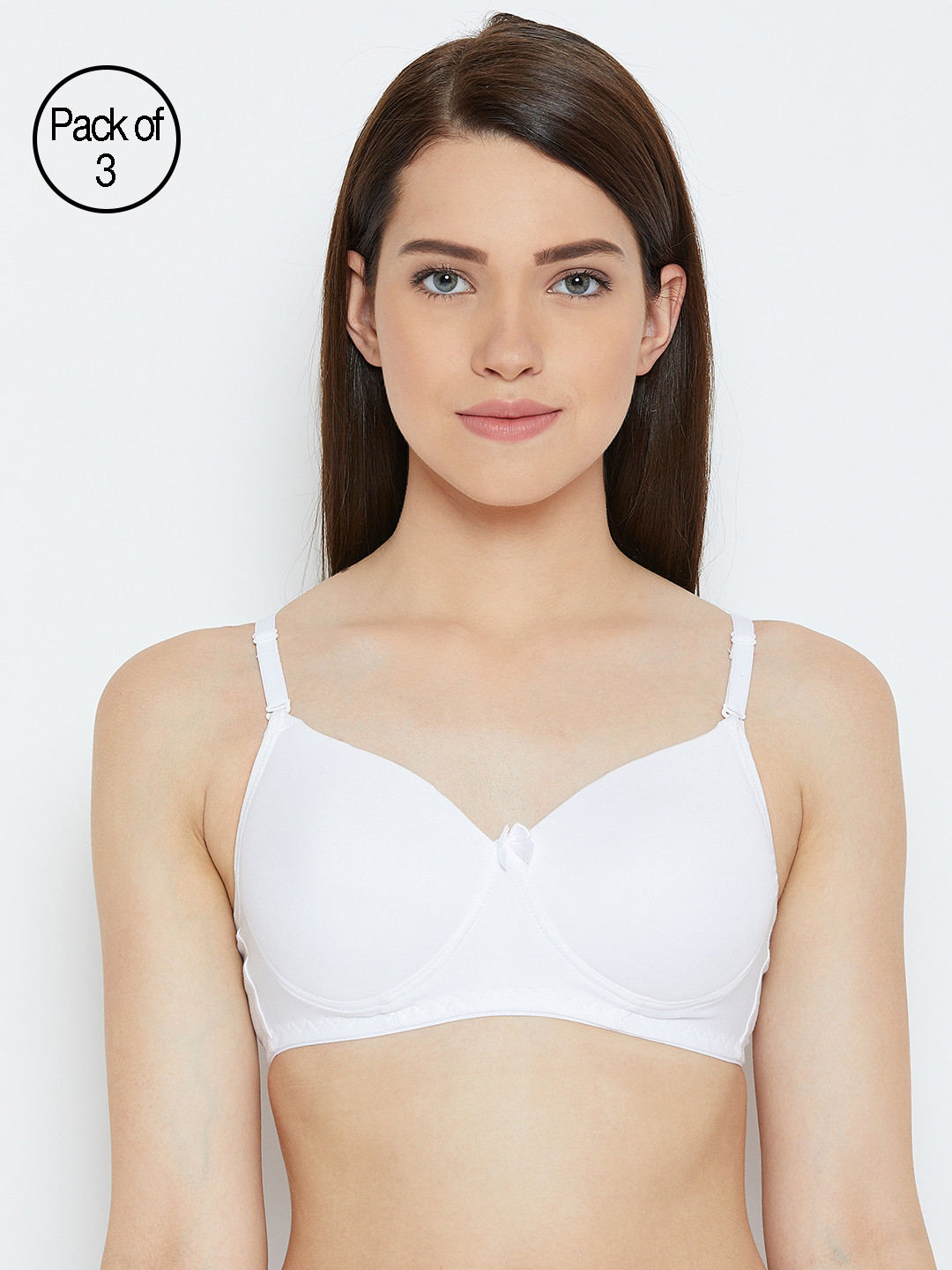 Lady Lyka Women Pack of 2 Everyday Bras WHITE-ROSE-3CMB-WHT