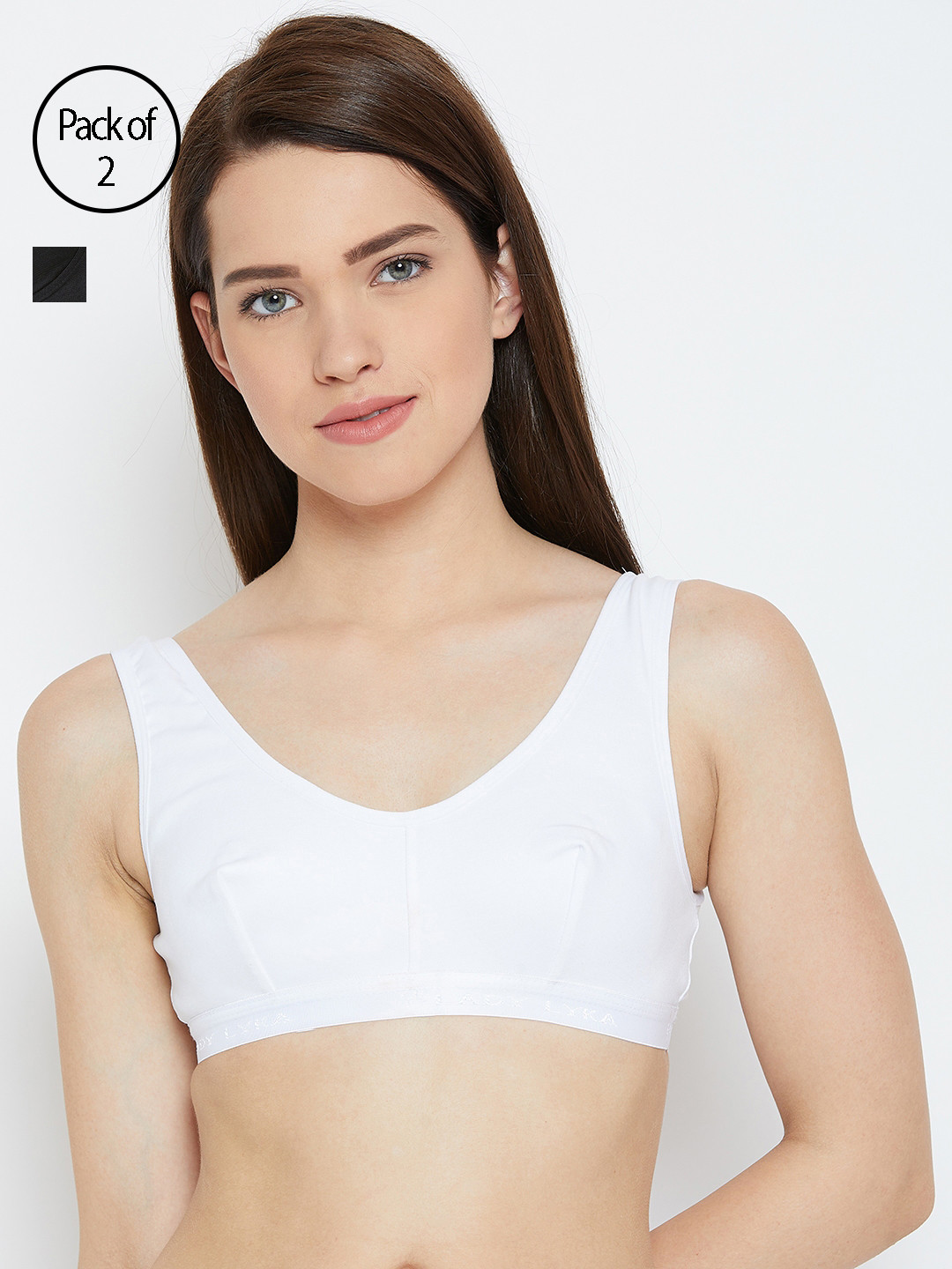 Lady Lyka Women Pack of 2 Beginners Bras TEENAGER-WHT-BLK