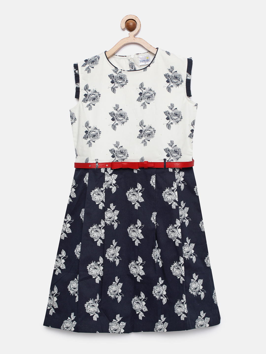 Buy Daffodils Girls White Printed Fit And Flare Dress Dresses