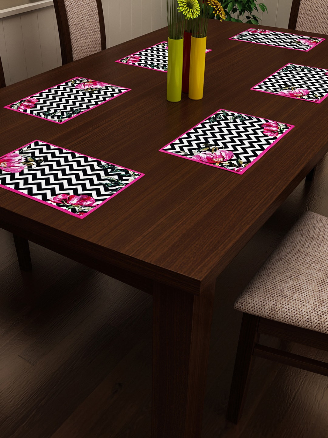 SEJ by Nisha Gupta Set of 6 Multicoloured Printed Table Placemats