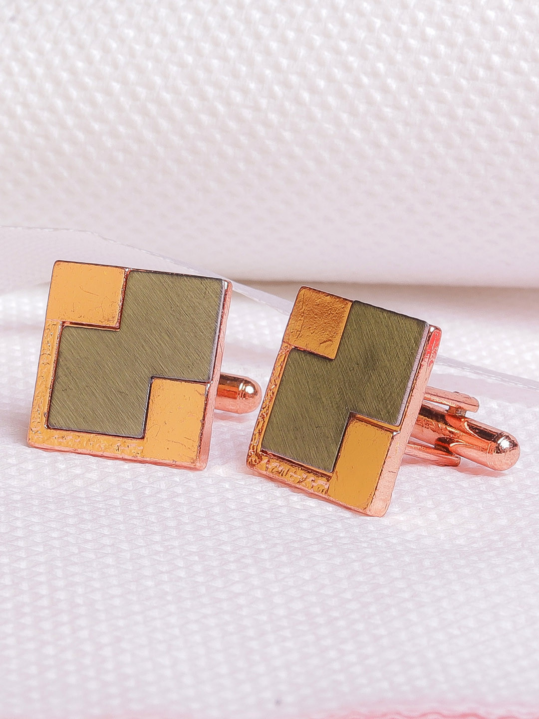 JEWEL JUNCTION Rose Gold-Toned Contemporary Cufflinks