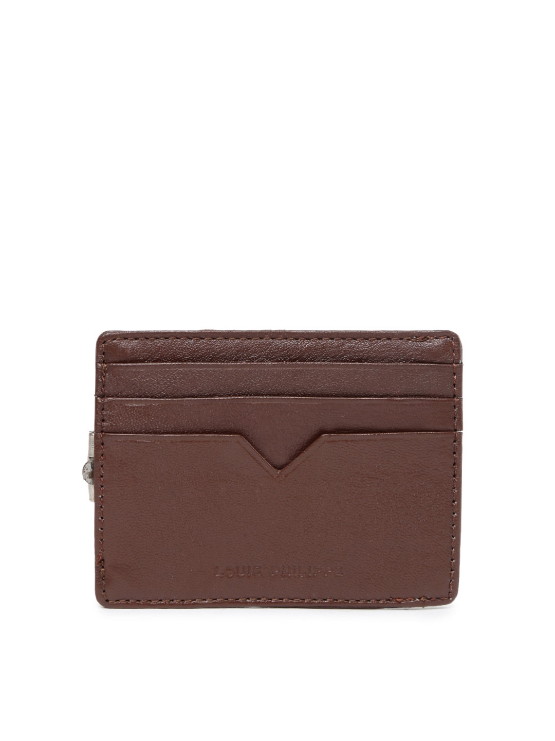 Louie Philippe Brown Mens Leather Wallet, Size: Standard