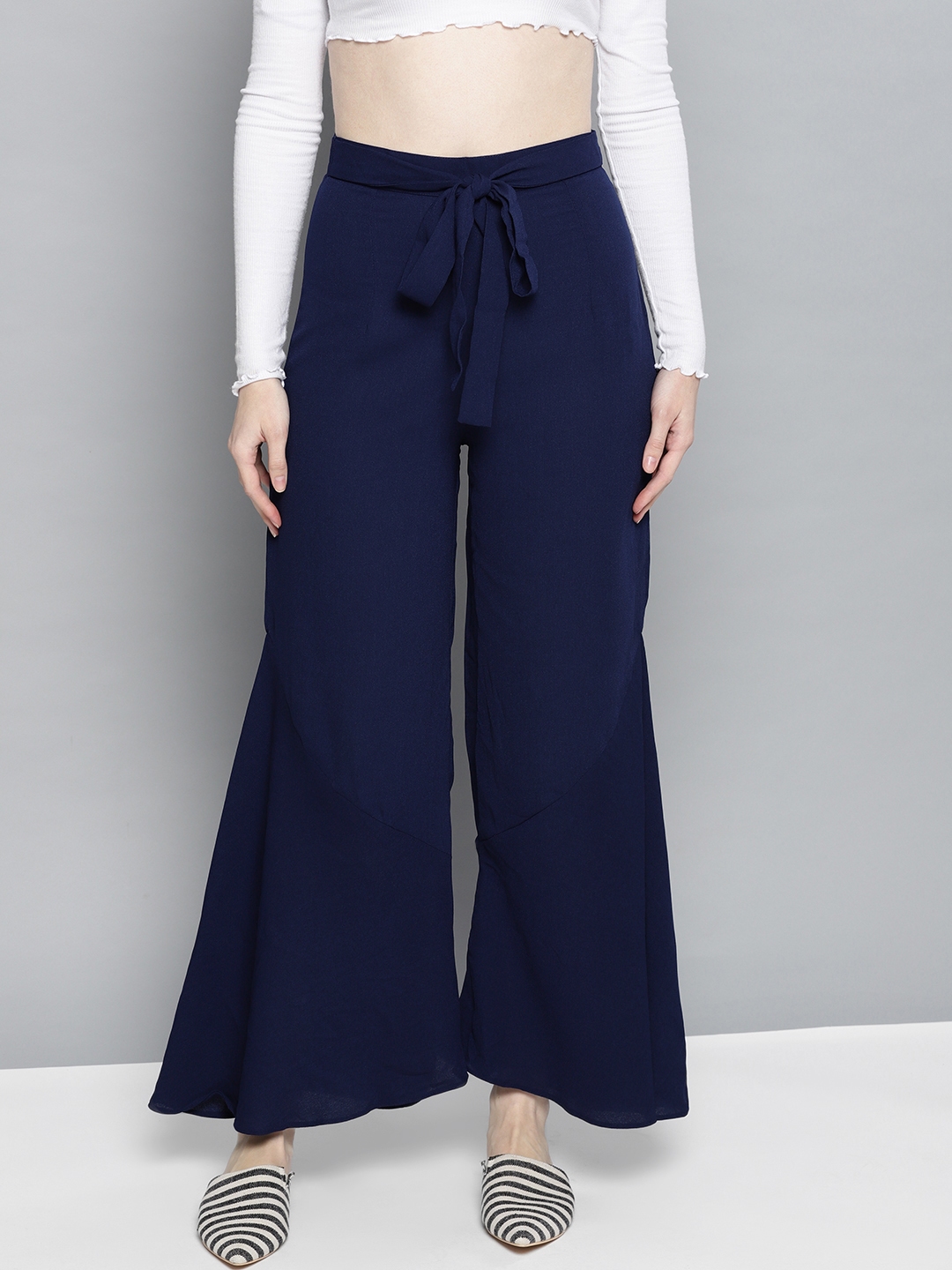 Miss Chase  Pants  Jumpsuits  Miss Chase Women Navy Blue Regular Fit  Solid Bootcut Trousers Sizemedium  Poshmark