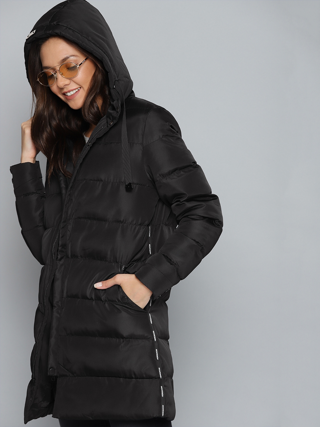 black longline parka