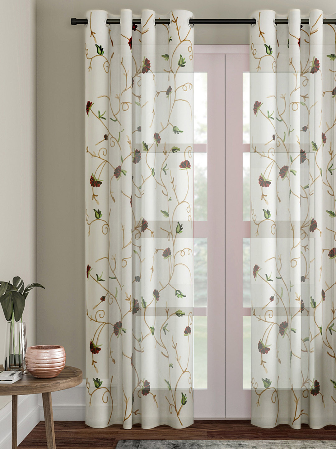 Soumya Cream-Coloured Printed Single Long Door Curtain