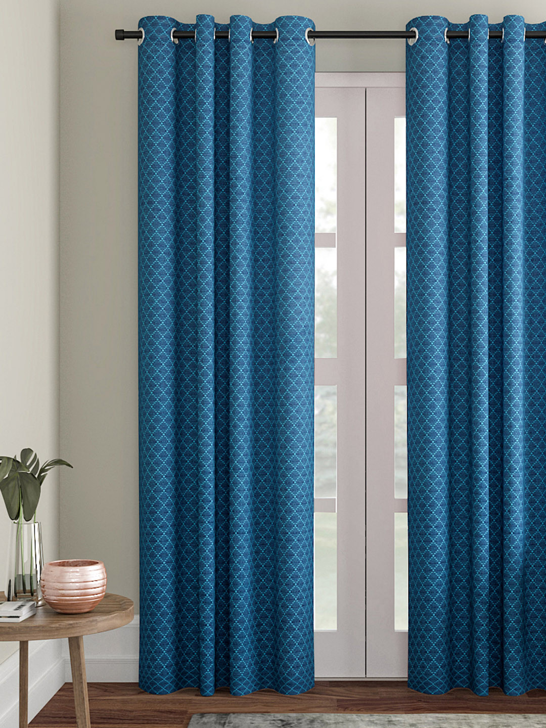 Soumya Blue Single Long Door Curtain