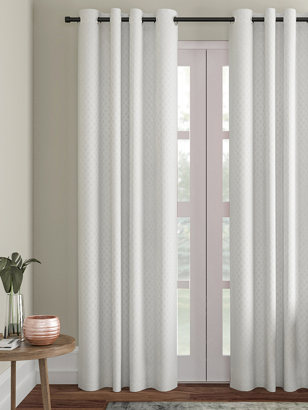 Soumya White Set of Single Long Door Curtains