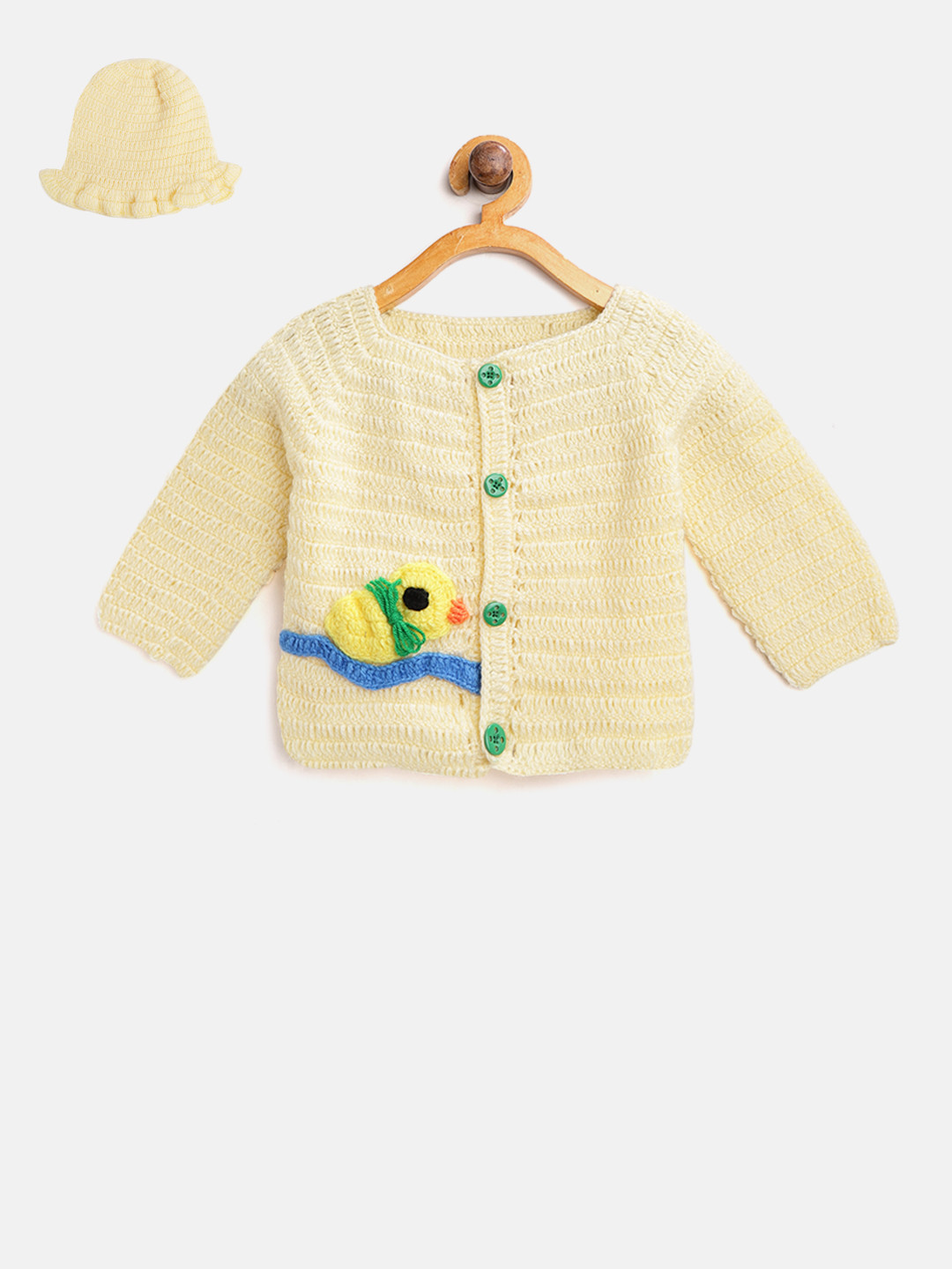 CHUTPUT Kids Yellow Self-Design Sweater
