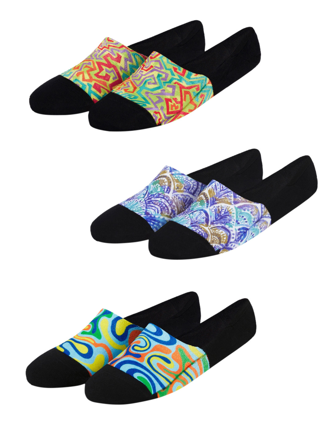 Dynamocks Unisex Pack Of 3 Patterned Shoe Liners
