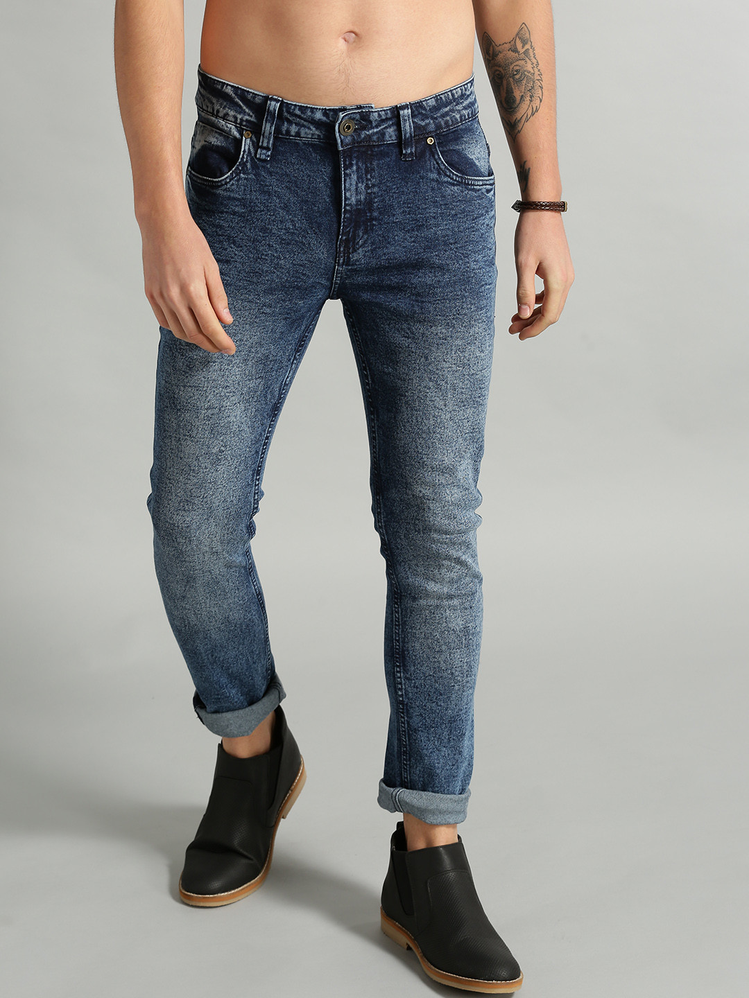 Roadster Men Blue Skinny Fit Mid-Rise Clean Look Stretchable Jeans